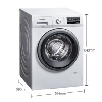 西门子(SIEMENS) 10公斤 变频滚筒洗衣机 降噪节能 快洗15' 筒清洁（白色） 