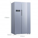 西门子(SIEMENS) 608升 变频风冷无霜智能冰箱双开门对开门冰箱 玻璃面板（欧若拉银） BCD-608W(KA92SE9DTI)